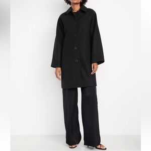 Relaxed Button-Front Mac Coat XL Black